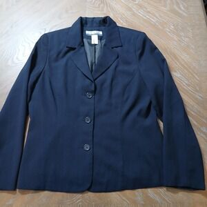 J.G. Hook Lady Navy Blazer Sz 14 Long Sleeve 3 Botton Fully Lined Office Classic